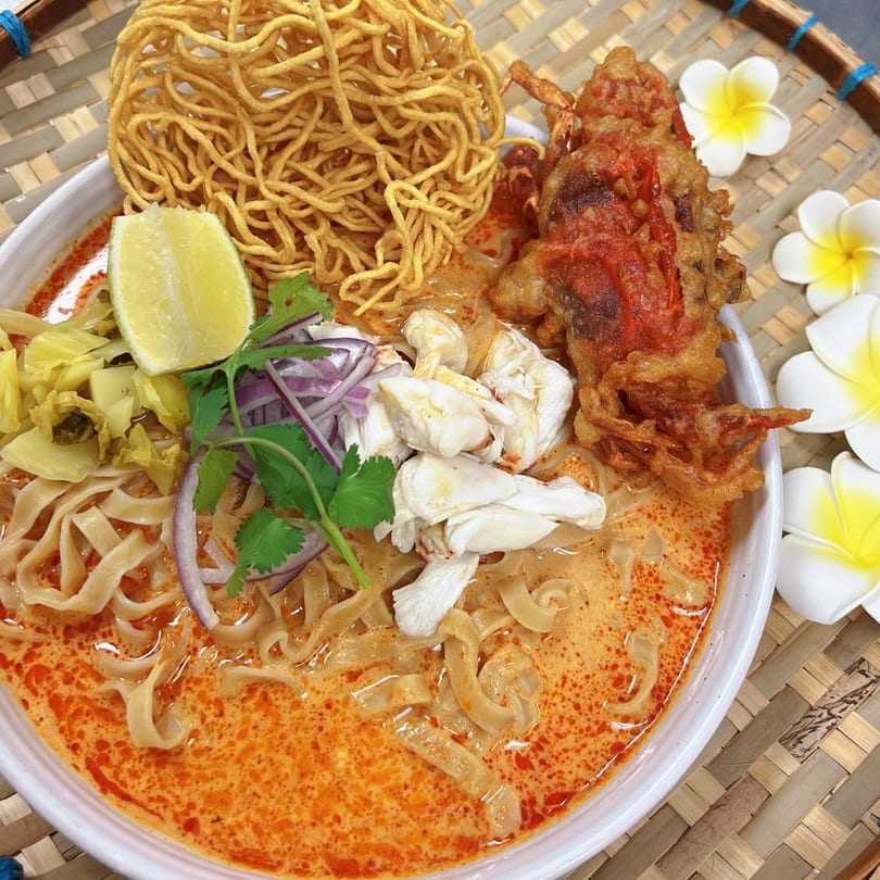 Jumpa Lao Thai Bistro's Khao Soi with soft shell crab, crab meat, noodles, and lime.